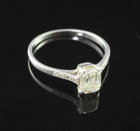 A mid 20th century platinum and single stone diamond ring, size K.